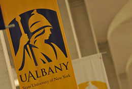 Photo of a UAlbany banner. Link to Tangible Personal Property.